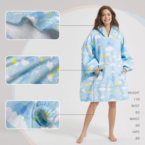 Sofa Blanket Hoodie with Thick Plush Fleece - Image 2