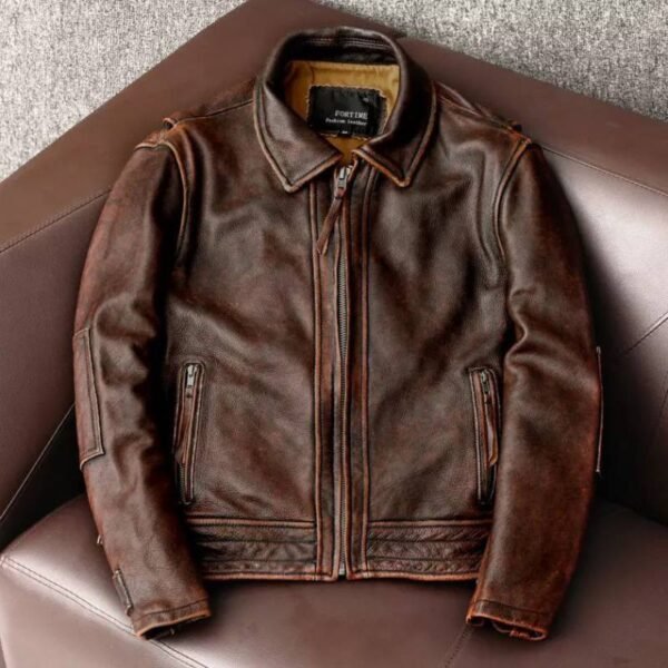 Distressed Cowhide Leather Jacket