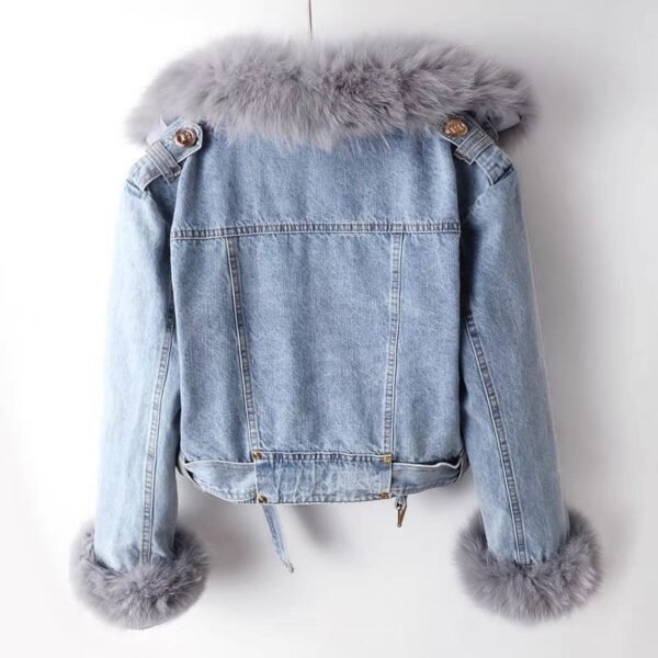 Fox Fur Liner Denim Jacket - Image 4